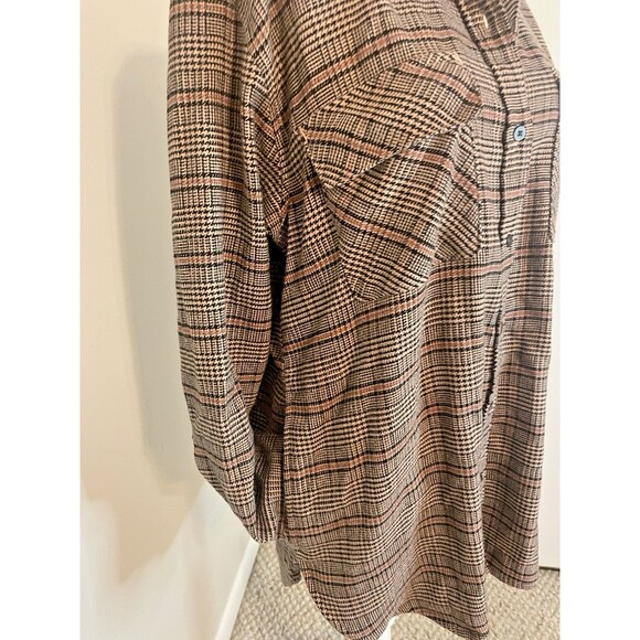 Abercrombie & Fitch Plaid Jacket Shacket Women sz M Oversize Long Sleeve Button - Picture 13 of 13
